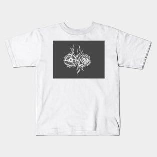 Two White Inked Flowers Kids T-Shirt